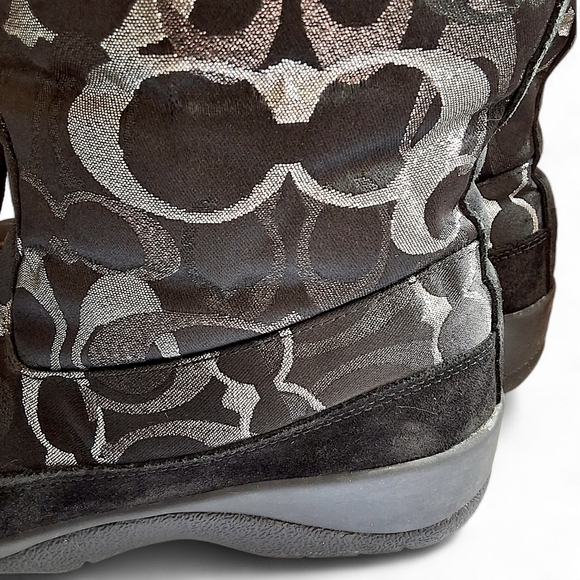 Coach Lizzie Signature Faux Fur Winter Boots Black Size 9 EUC - Picture 10 of 15